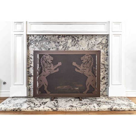 The Outdoor Plus 40 X 30 Twin Lions Fireplace Screen - Powder Coated Steel OPT-FPS4030DC